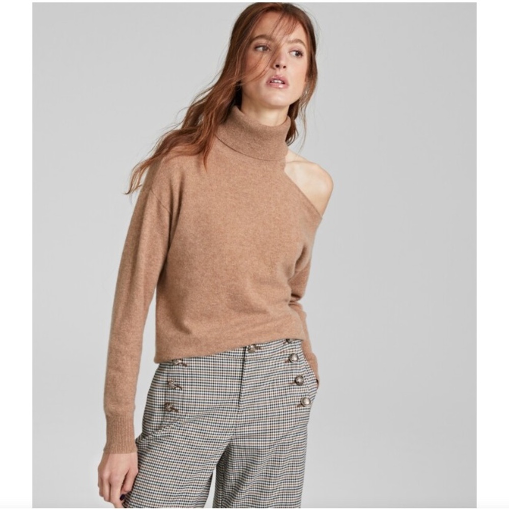 100% Cashmere Heather Camel Turtleneck Sweater Size: Large (Charter Club)